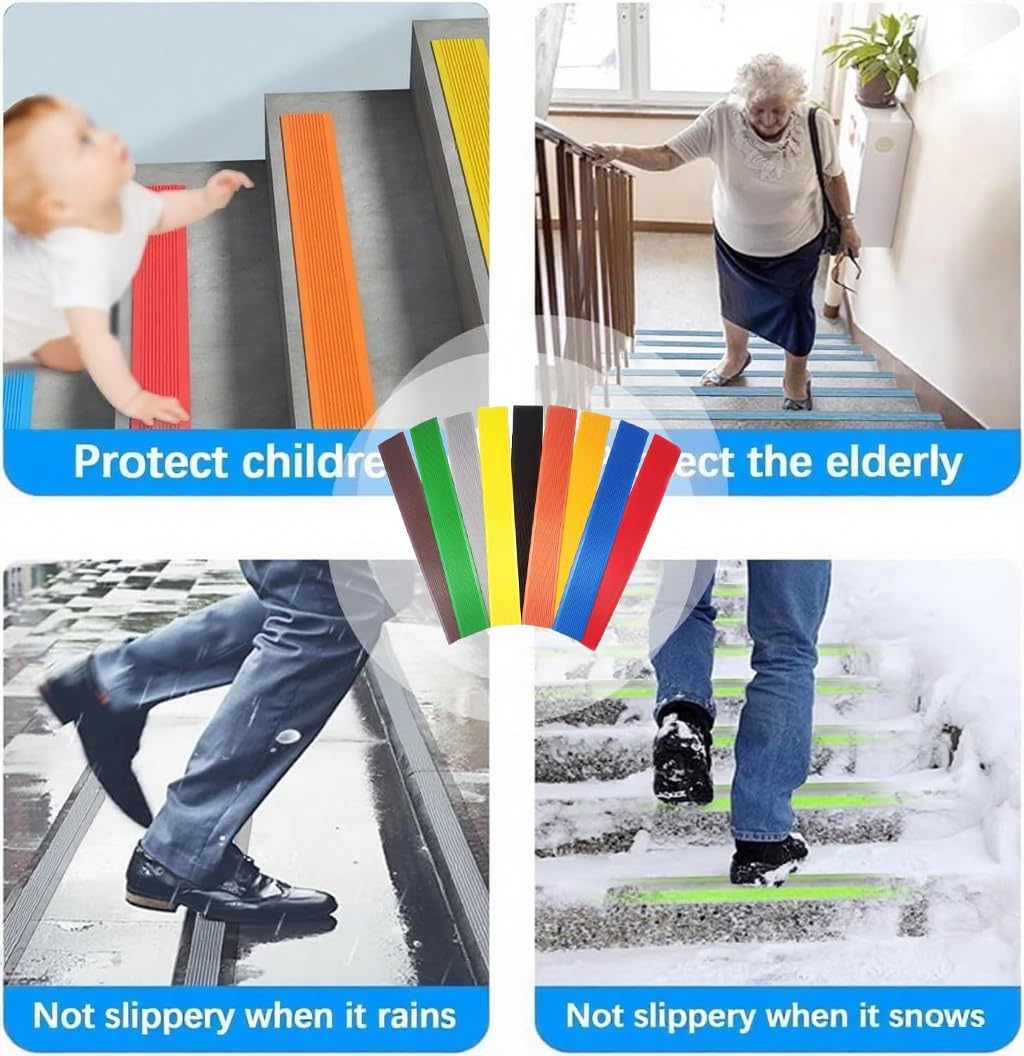 Protezione antiscivolo in gomma per gradini, autoadesiva, per uso interno/esterno, 4 cm, striscia di trazione blu per case, hotel, centri commerciali, soluzione sicura per la sicurezza delle scale