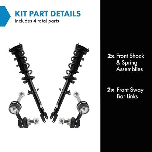 Miniatura 662 de TRQ Kit de suspensión delantera, conjunto de amortiguadores y resortes, barra estabilizadora, enlace estabilizador compatible con Chevrolet