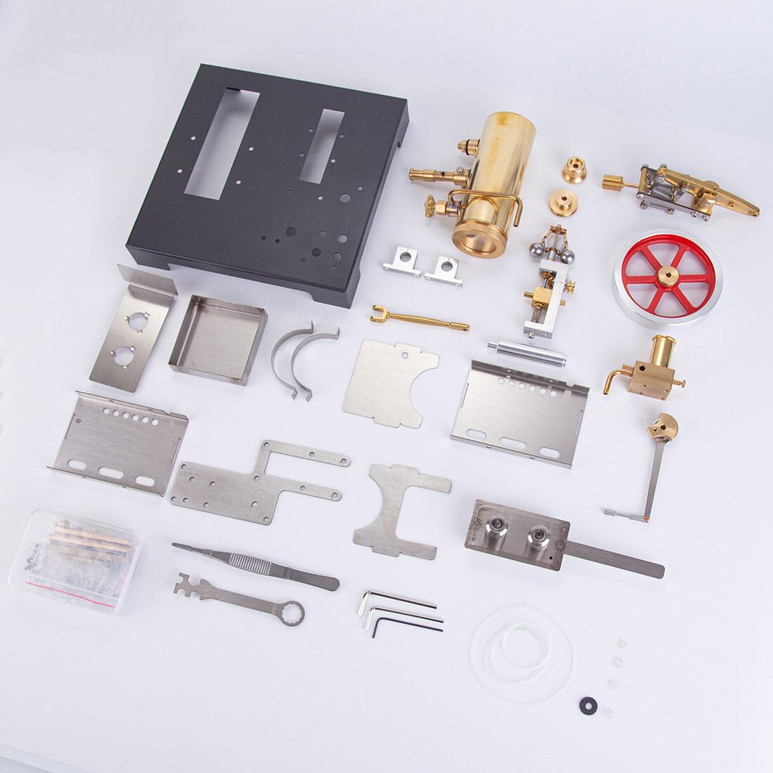 JANTY Retro - Kit de Modelo de Motor de Vapor de Metal, 84 Piezas de Caldera Horizontal de vacío con regulador centrífugo de combustión, Obras de Arte, Experimento científico, Juguetes educativos,