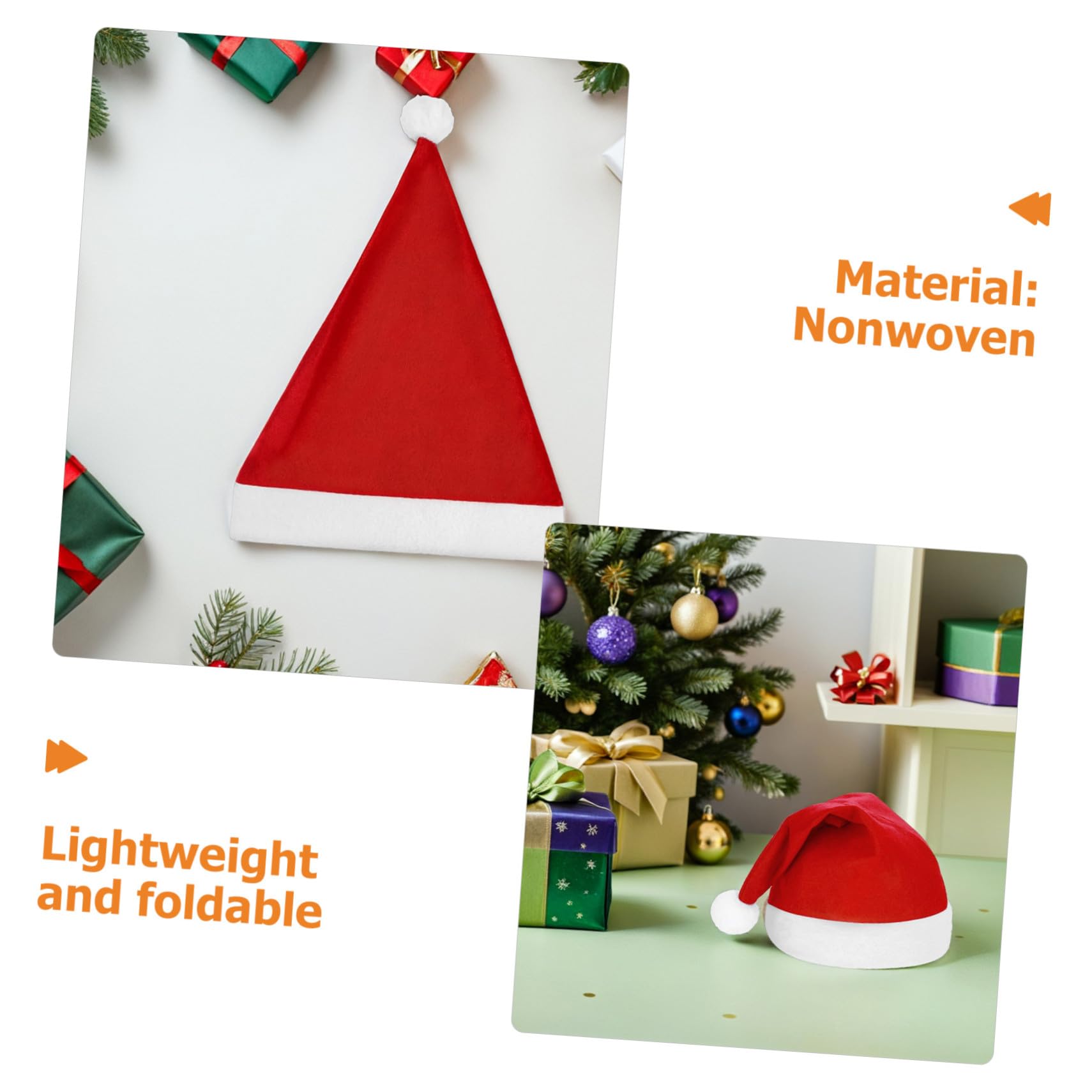 25 Pièces Bonnet de Noël Non-tissé Chapeaux Rouges avec Bord Blanc Accessoires Festifs pour Adultes Flexible pour Fêtes et Photobooth de Noël
