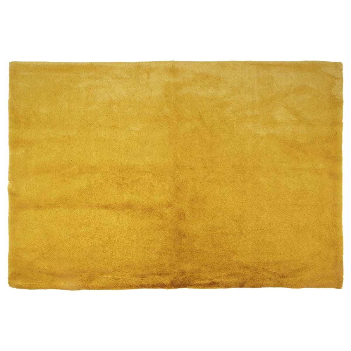 AltoBuy Tapis 120x170cm Imitation Fourrure Fine Jaune Moutarde - SNUGLY