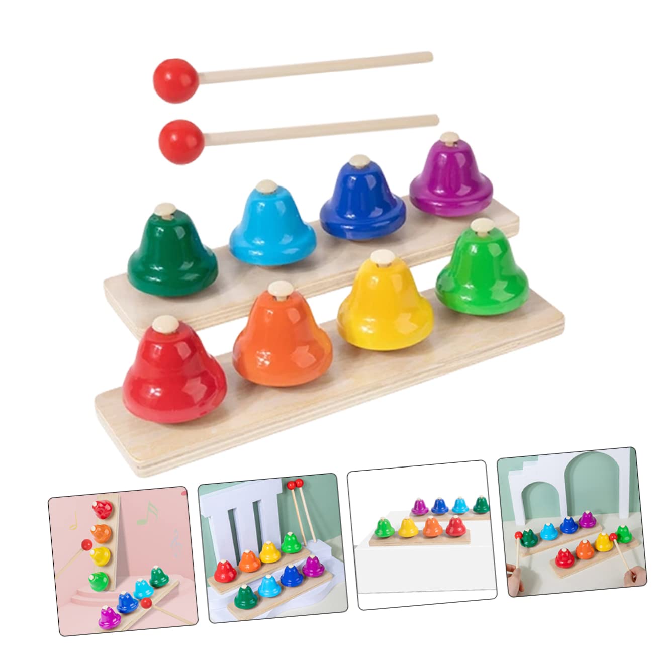 SUPVOX Campanelli Mano Colorati per Strumenti Musicali Percussione per Ragazzo Ragazza Giocattoli Interattivi per Sviluppo Mano-cervello e Interesse per Musica