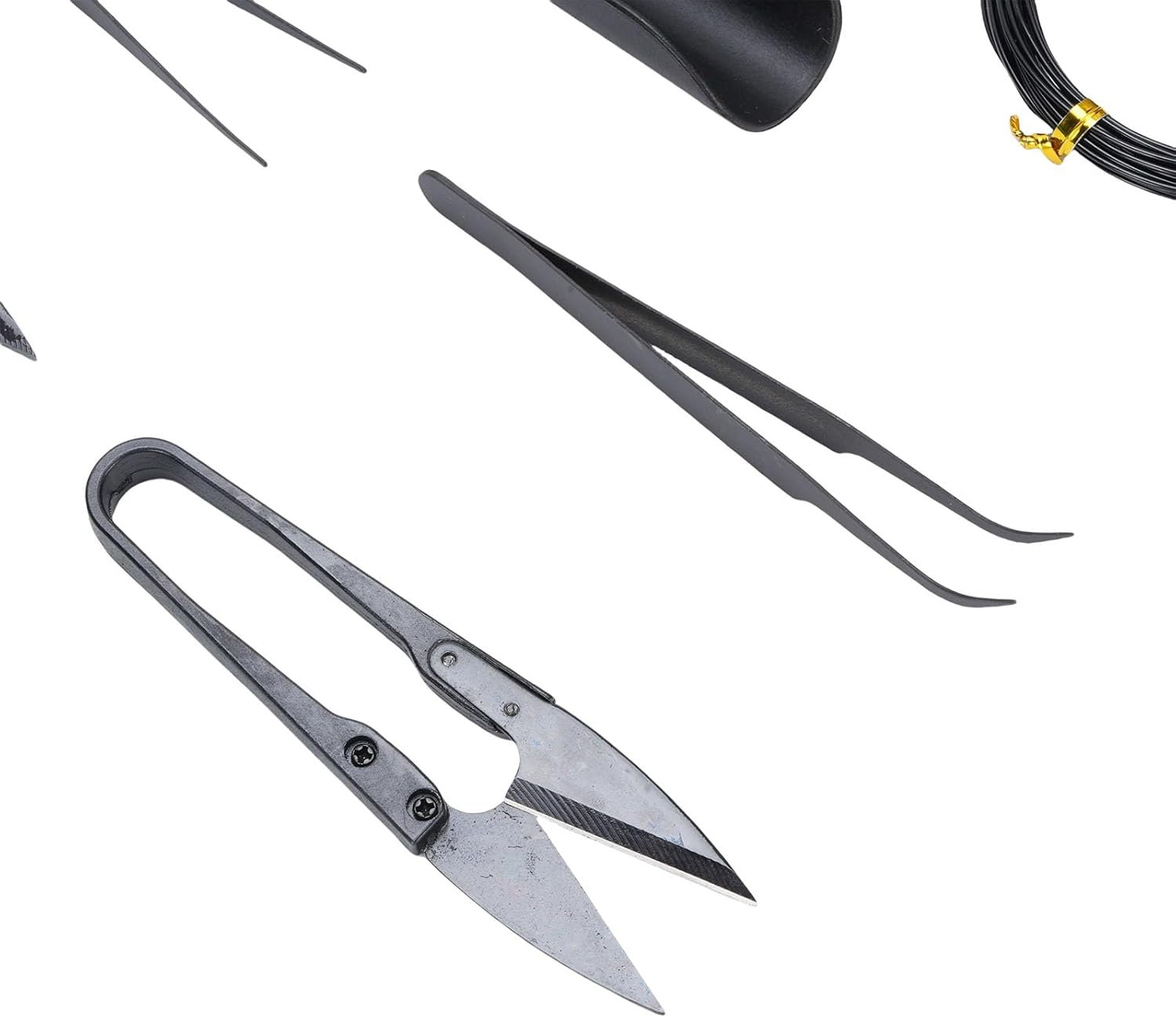 WALFRONT Bonsai Trimming Tools Kit, High Carbon Steel Gardening Set with Pruning Shears, Scissors and Wires for Indoor Bonsai Care