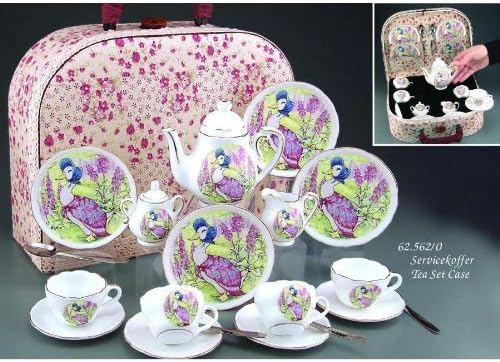 Jemima Puddleduck - Children's Porcelain Tea Service - 4 Place Settings - Fabric Carry Case - Beatrix Potter by Reutter Porzellan-Christening/Naming Day/New Born Gift