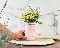Vista 7 de Jarrones rústicos para centros de mesa para mesas Elige color, flores artificiales opcionales Pinta de 16 onzas, 5 pulgadas Jarrón