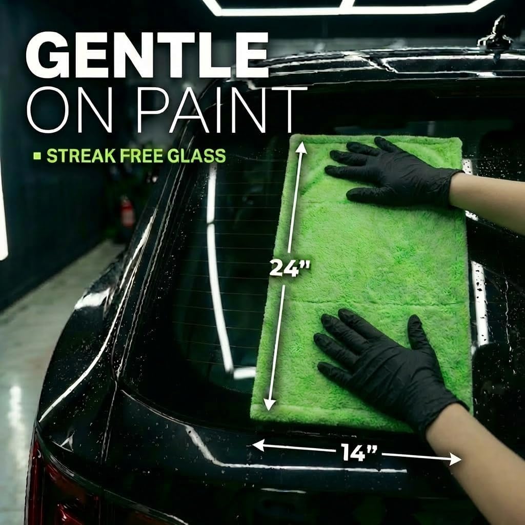 3-Pack Color-Coded Car Drying Towels (48"x24"/14"x24"/10"x10") 1200GSM Dual-Sided Twisted Loop & Coral Fleece - One Pass Save Time, Streak-Free, Scratch-Free for Cars, Trucks, SUVs