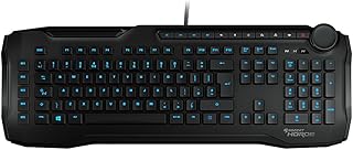 ROCCAT Horde Membranical Gaming Keyboard, Blue LED Illumination, Improved Island Key Layout, Quick-Fire Macro Keys, Configurable Tuning Wheel, USB, Black