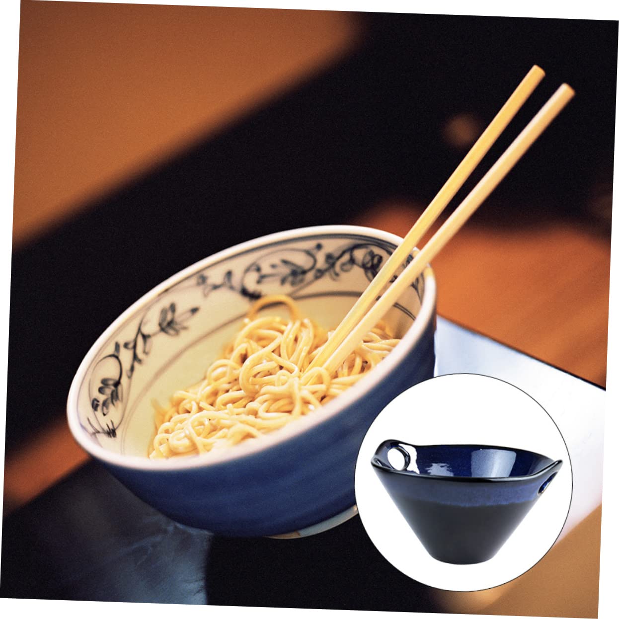 LIFKOME Handgefertigte Ramen Suppenschüssel aus Keramik mit Kreativem Doppelohren Design Stilvolle Schale im Japanischen Stil für Nudelgerichte im Alltag