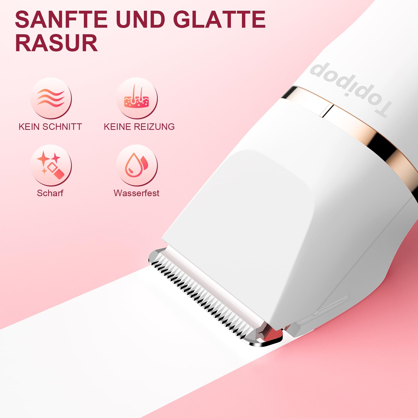 Intimrasierer für Frauen, 3 in 1 Elektrischer Rasierer Damen für Bikinizone, Gesicht und Körper, Kabelloser Bikini Trimmer für Intimbereich, Wasserdicht & Hautfreundlich(Weiß)