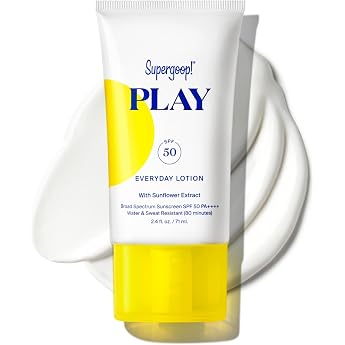 Supergoop! PLAY Everyday SPF 50 Lotion 2.4 oz - Reef-Safe Broad Spectrum Sunscreen for Sensitive Skin - Water & Sweat Resistant Body & Face Sunscreen - Clean ingredients - Great for Active Days