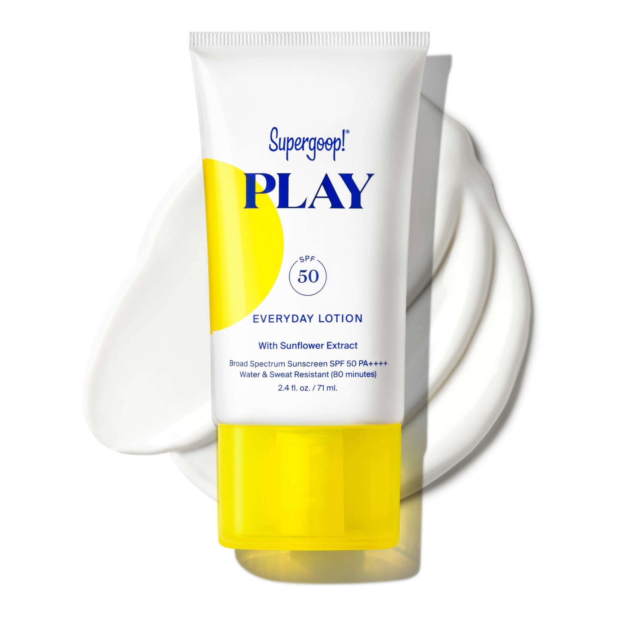 Supergoop ! PLAY Everyday Lotion SPF 50, 2,4 oz – Crème solaire à large spectre sans danger pour les récifs pour peaux sensibles – Crème solaire pour le corps et le visage résistante à l'eau et à la