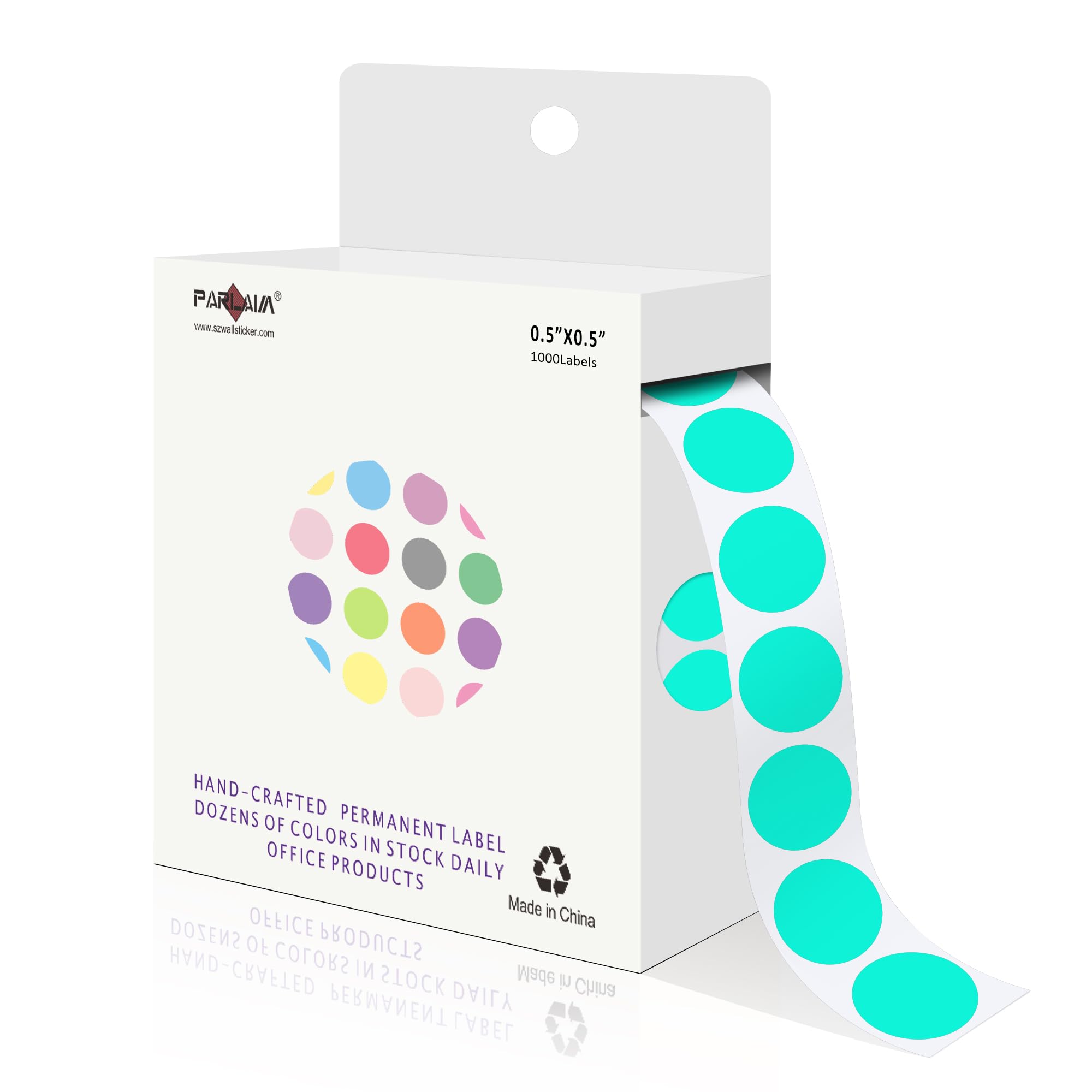 PARLAIM 1/2 Inch Circle Sticker Labels,1000 Stickers Round Color Coding Circle Dots Stickers,Roll Dot Stickers Label for Office Home Office (Aqua)