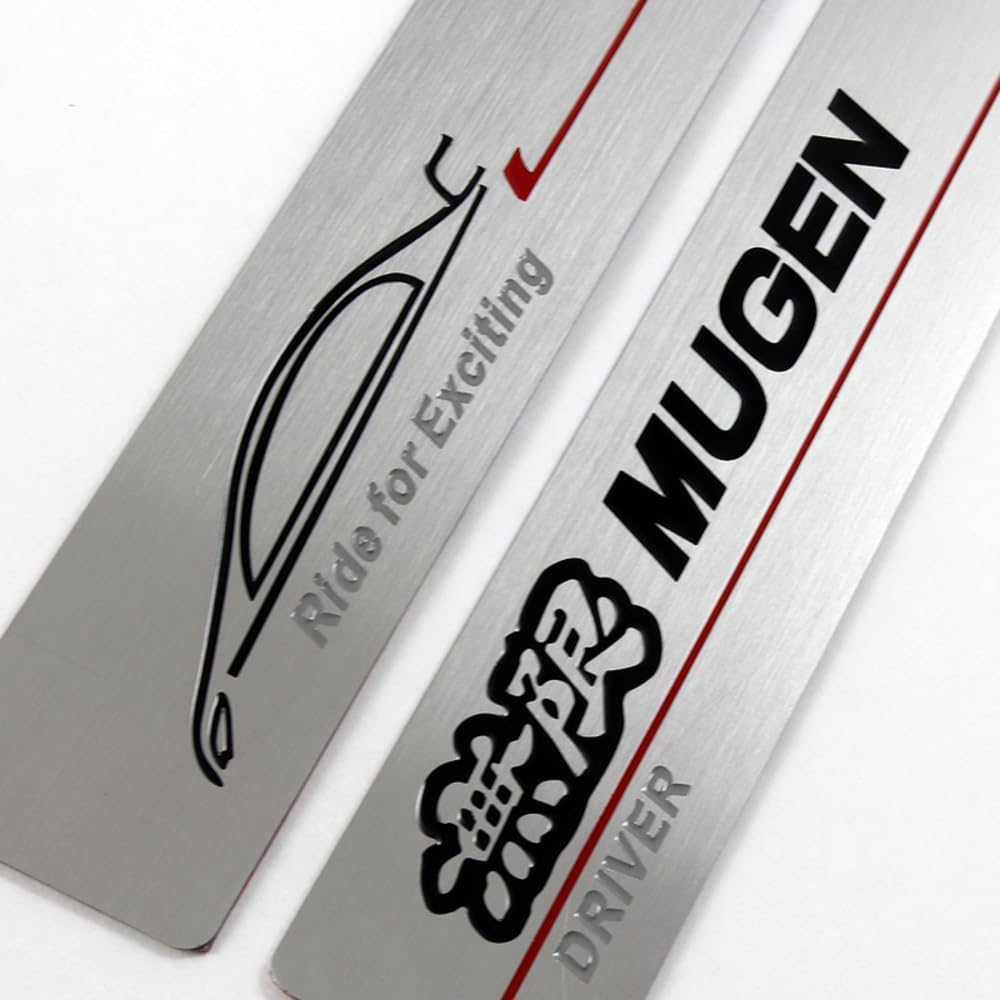 W-POWER JDM Mugen Door Entry Guards Sill Scuff Cover Panel Step Protector Stainless Compatible with Honda Civic 2006-2011, Welcome Pedal Protector Cover, 4pcs/Set