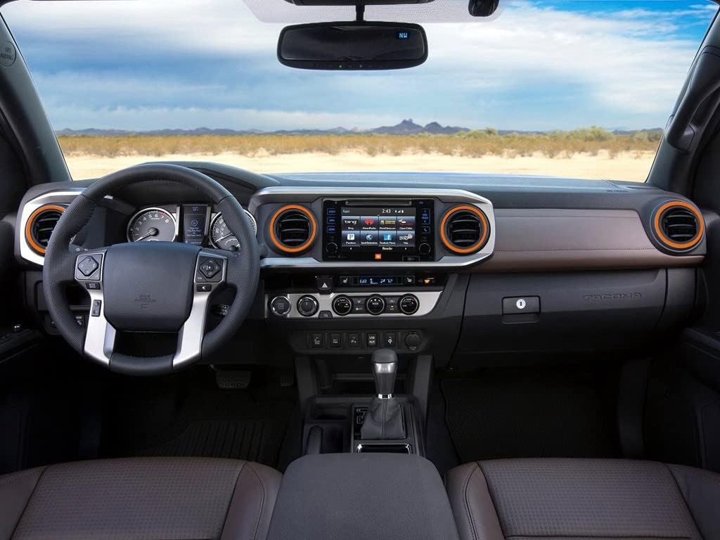 for Toyota Tacoma Outer AC Vent Decoration Rings Dash Dashboard Air Conditioner Air Outlet Vent Cover Trim Compatible with Toyota Tacoma 2016-2021 4pcs(Orange)
