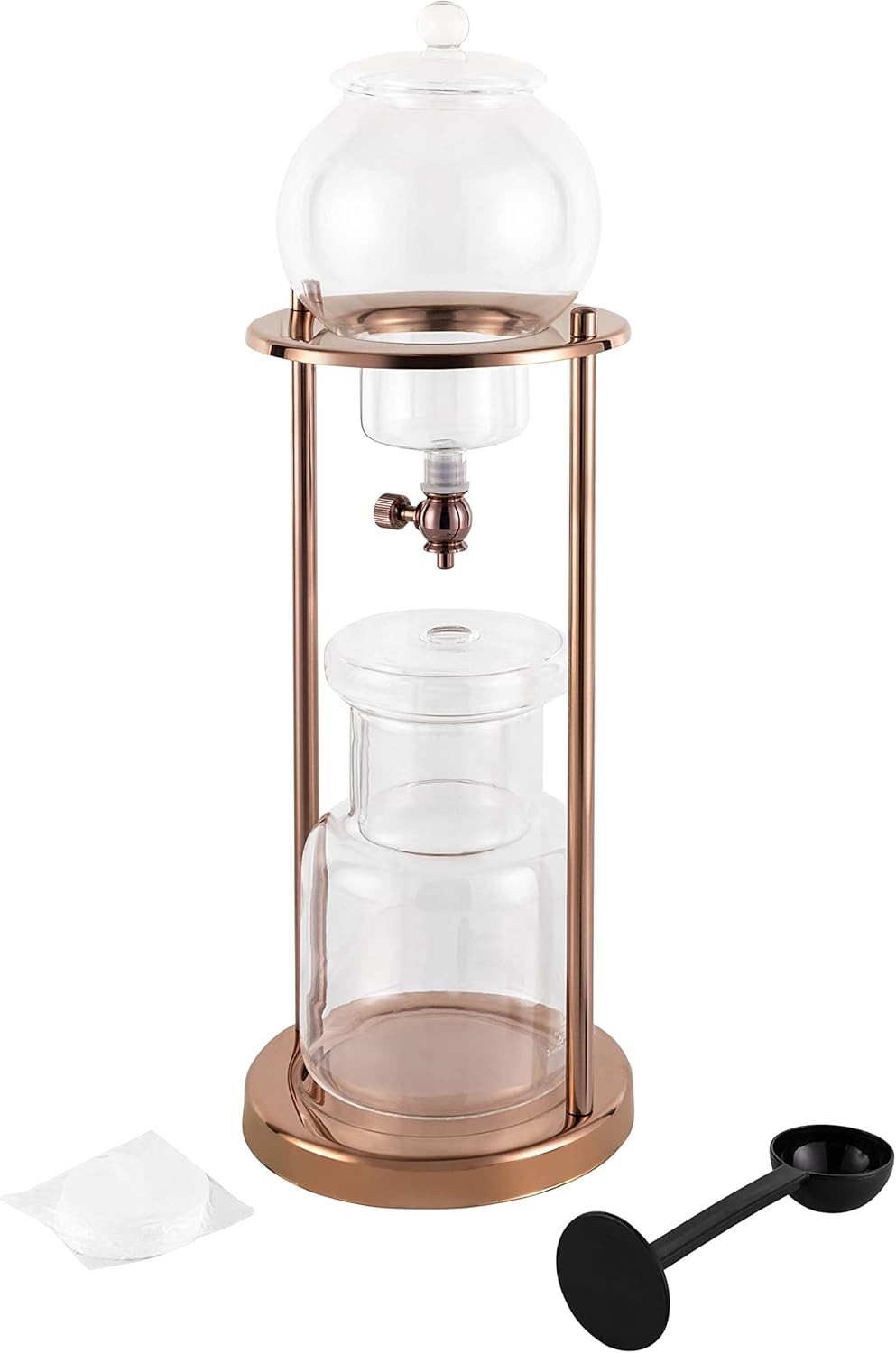 LYNICESHOP Cold Brew Coffee Maker 600ml, Drip Iced Coffee Maker with Adjustable Valve & Glass Filter, 6-8 Serving Borosilicate Glass Cold Brewer Set, Home & Cafe Use