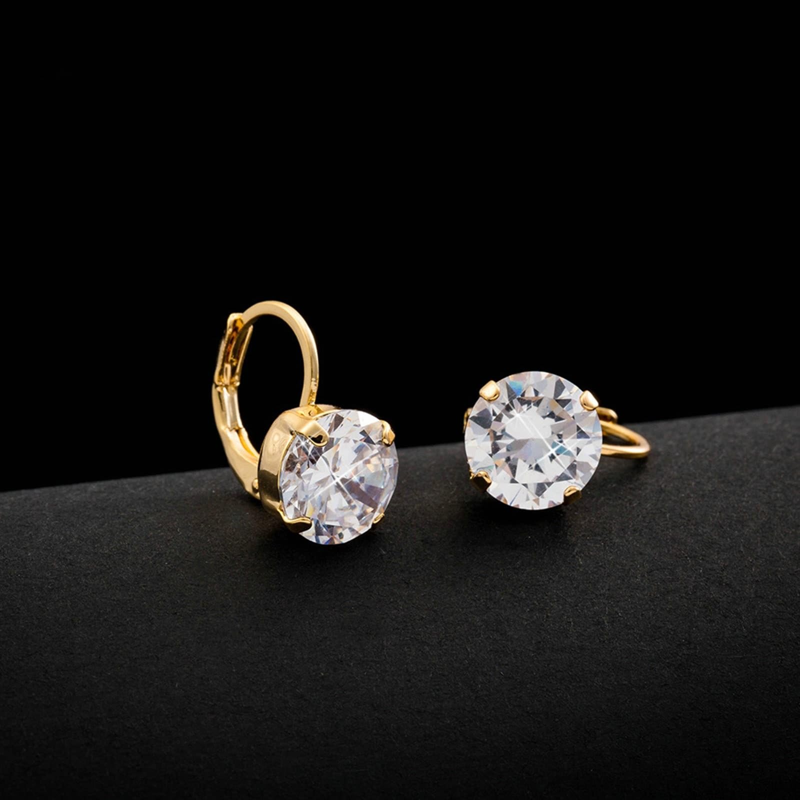 AMDXD Pendientes para mujer de oro amarillo 585 de 14 quilates, clásicos pendientes de aro con moissanita, oro de 14 quilates para mujer, pequeños y auténticos