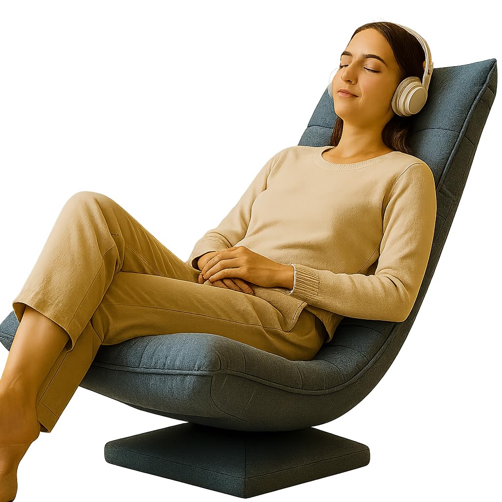 Kawachi 360-Degree Swivel Recliner Sofa Floor Chair with Adjustable Backrest | Rocking Lounge Chair with Lumbar Support for TV, Reading, Meditation & Relaxation – Blue-image-42