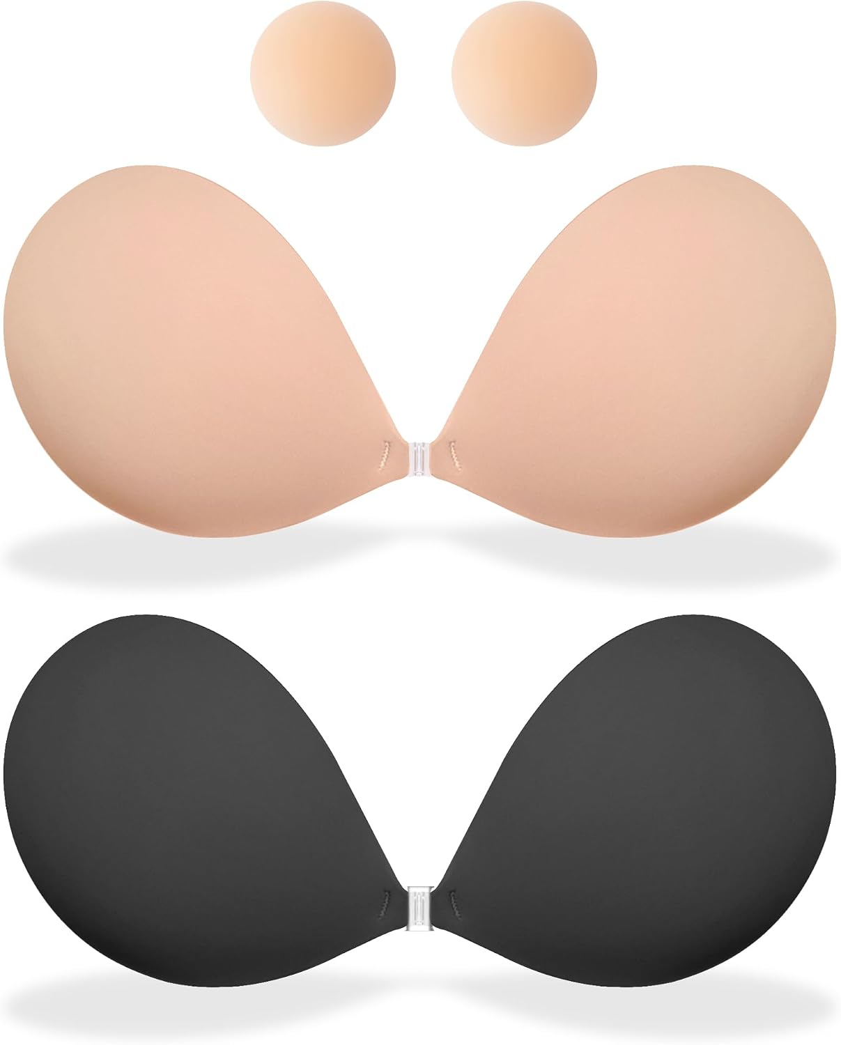 MITALOO Seamless Adhesive Bra Sticky Strapless Invisible Push up Bras Silicone Backless Nipple Cover for Women Nude Black