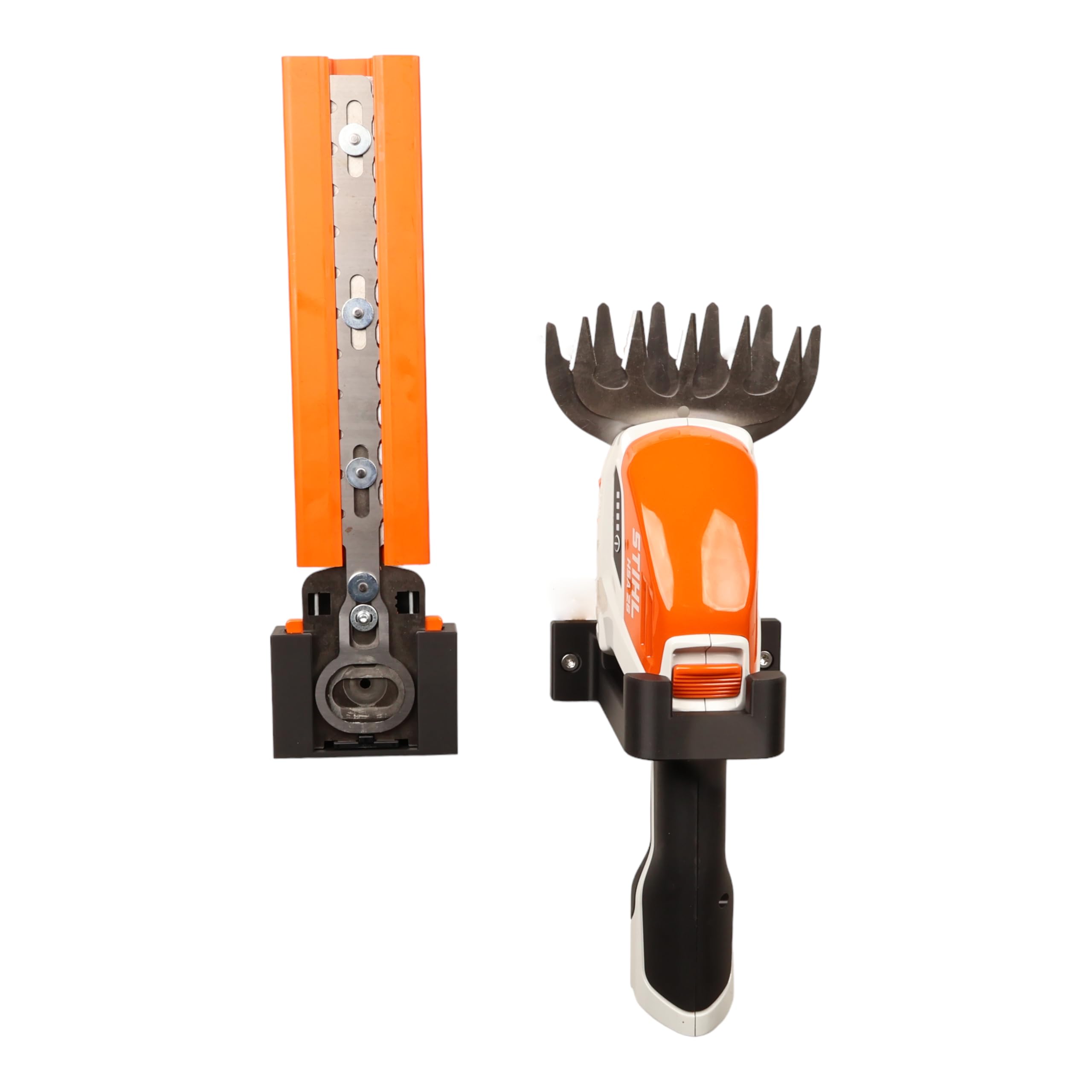 Halterung passend für STIHL HSA 26 Strauchschere Wandhalterung Gerätehalterung Zubehör Befestigung Wandhalter (Orange)