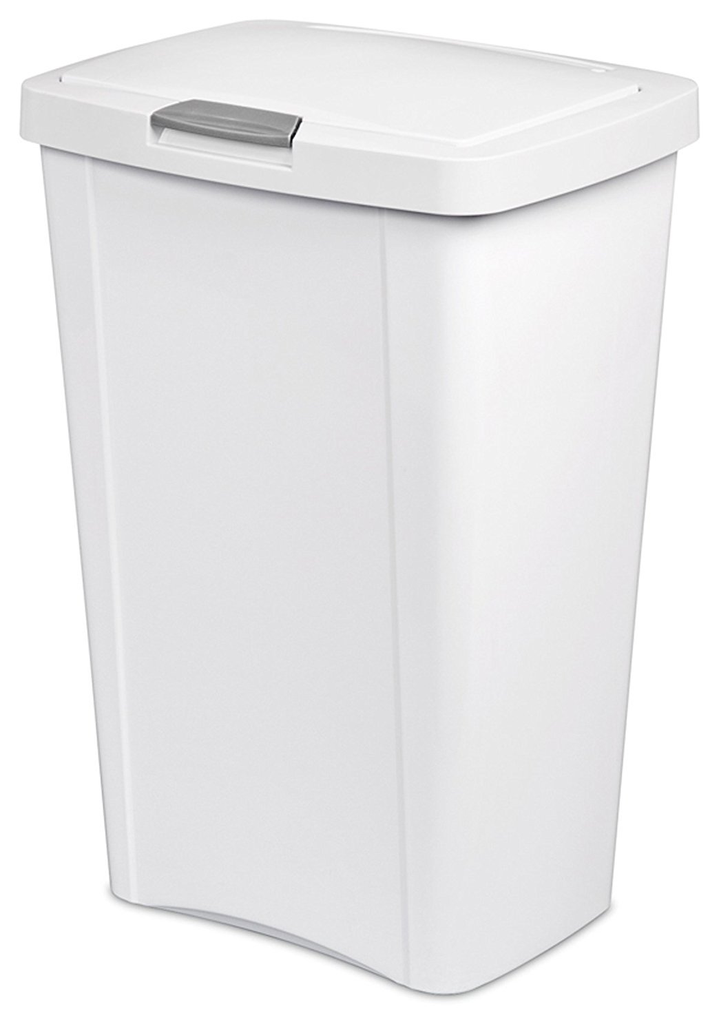 Sterilite 13 Gallon TouchTop Wastebasket w Lid Opens with Touch Trash Can for the Kitchen or Mudroom White