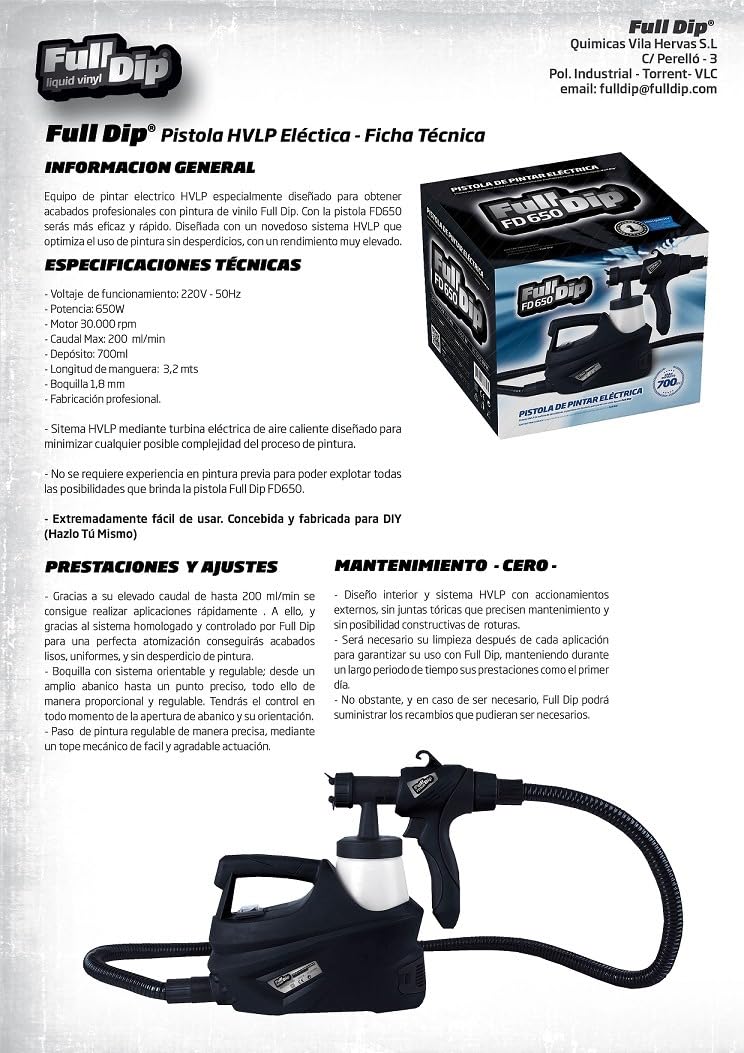 AutoFullCar - FullDip FD650 - Pistola elettrica Full Dip per pittura con Full Dip in vinile liquido.