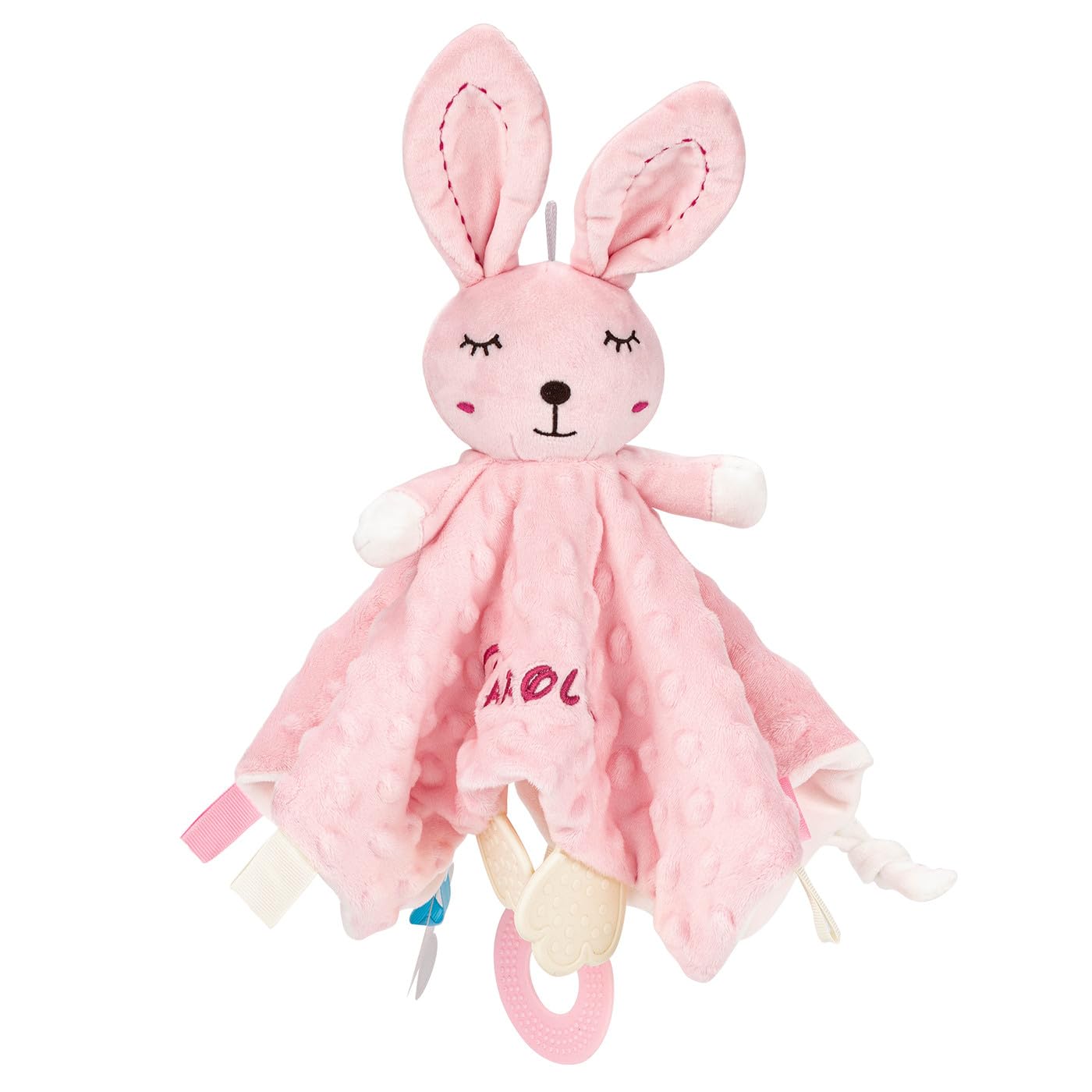 SIMYJOY Personalized Baby Comforter Blankets for Boys and Girls - Pink-White Rabbit