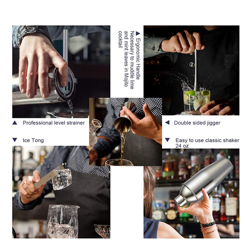 14-częściowy zestaw shakerów do koktajli zestaw barmanów ze stali nierdzewnej mikser picie barman zestaw do przeglądania barów zestaw narzędzi akcesoria narzędzia (550 ml)