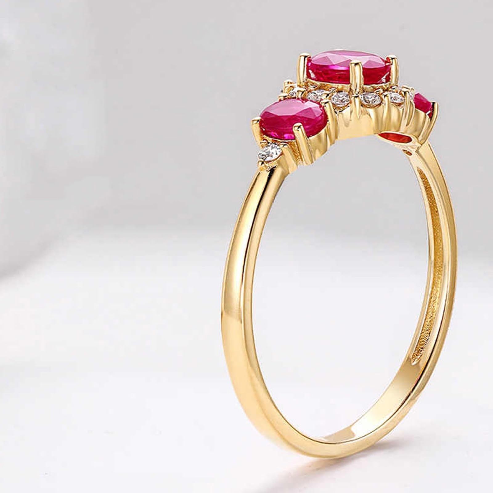 Anillo de rubí de 0,9 quilates para mujer, oro auténtico, elegante anillo de compromiso, anillos de boda para mujeres