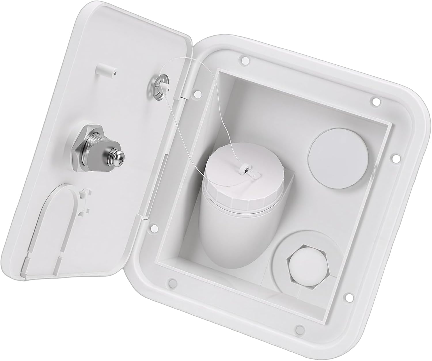 Aramox Square Gravity City Water Inlet with Lockable Cover, Water Inlet Hatch Fill Dish for Motorhome (White Light Color)