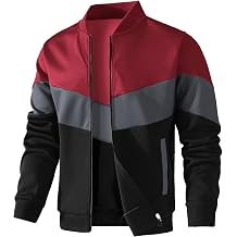 HYPESTFIT Men's Lightweight Bomber Jacket Color Block Varsity Coat Casual Jacket