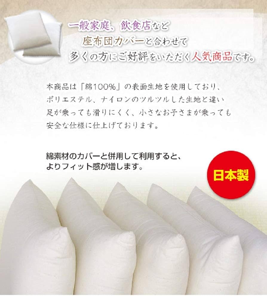 夏座布団　5枚組　中綿　綿　　日本製　てづくり 座布団 5枚組 中身 45×45 小さい 肉厚 日本製 ヌード座布団 送料