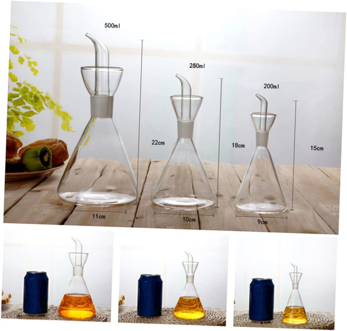 KICHOUSE Olive Oil Dispenser Bottle Glass with Drip Spout Oil and Vinegar Dispenser for Kitchen for Cooking and Drizzling Oil Design