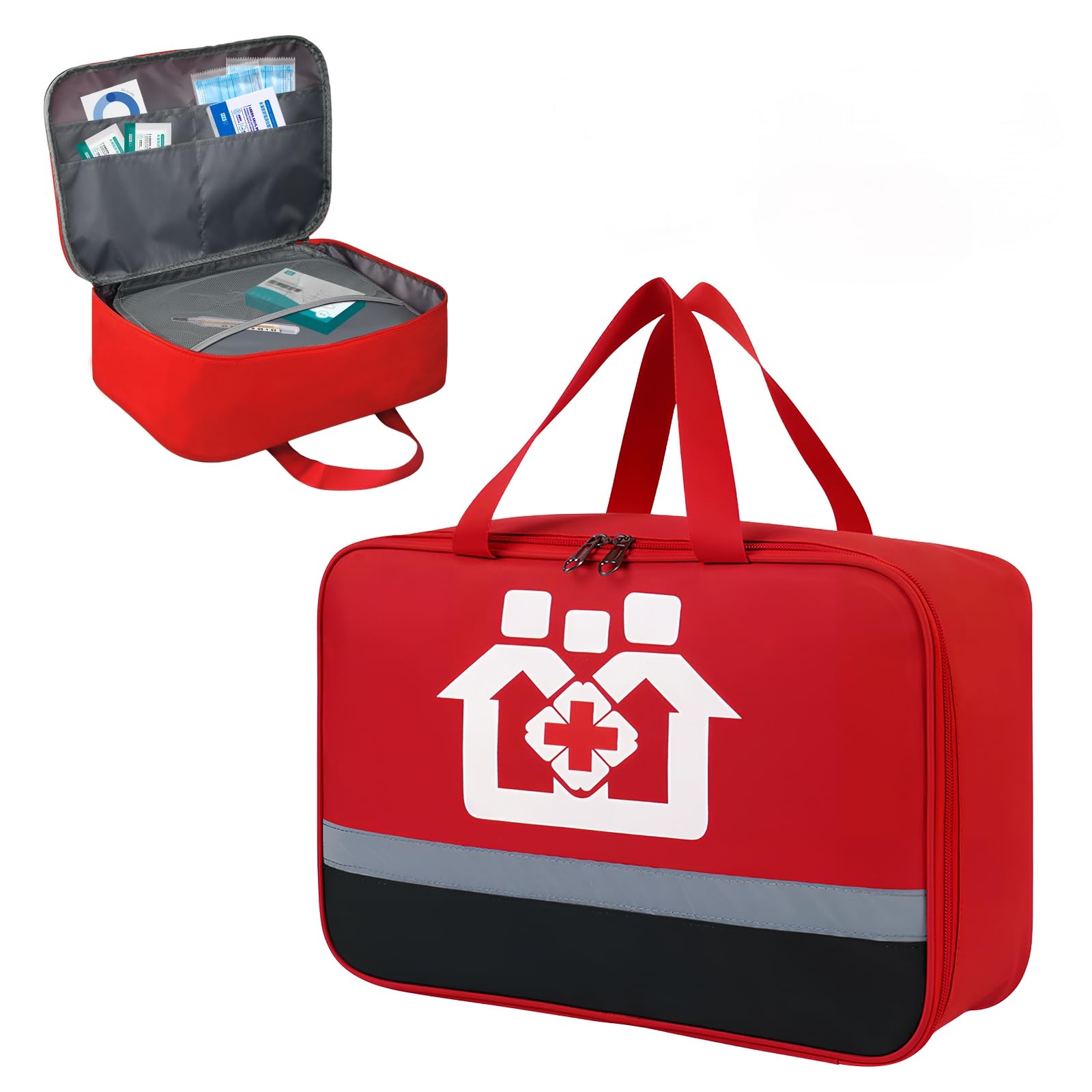 PTJJXA Red First Aid Bag, 36x25x13 cm Medicine Storage Bag Empty, Portable Medicine Outdoor Travel Rescue Bag, Travel Emergency Pouch, Pouch Tote First Responder for Outdoor Camping Hiking Work Home