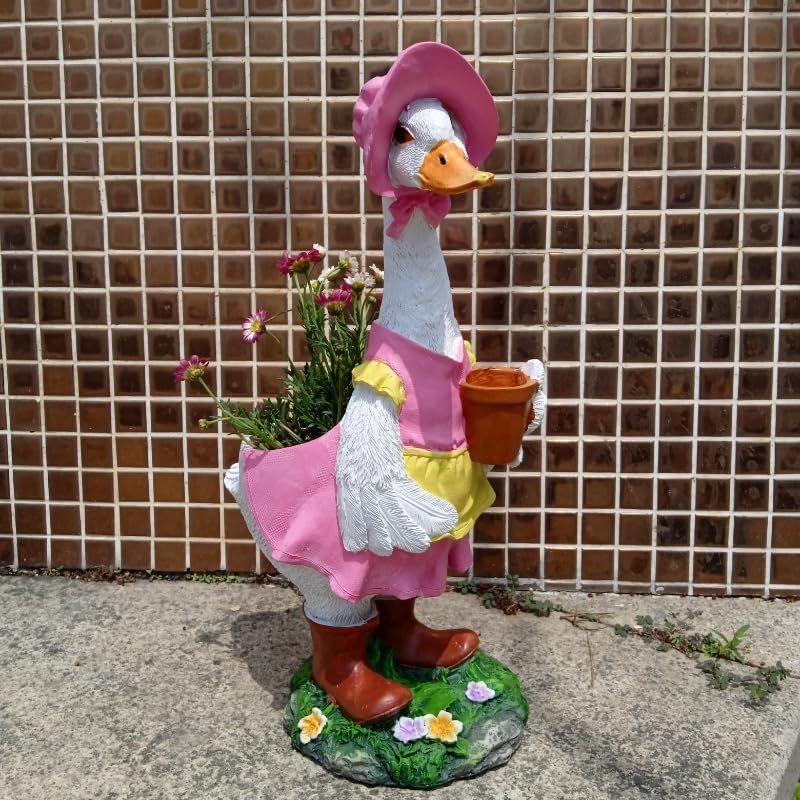 Couple Duck Garden Statue Duck Succulent Plant Flowerpot Goose Flowerpot Indoor and Outdoor Art Decoration Courtyard Terrace Balcony Living Room Office Decoration Festival Gifts - Image 7