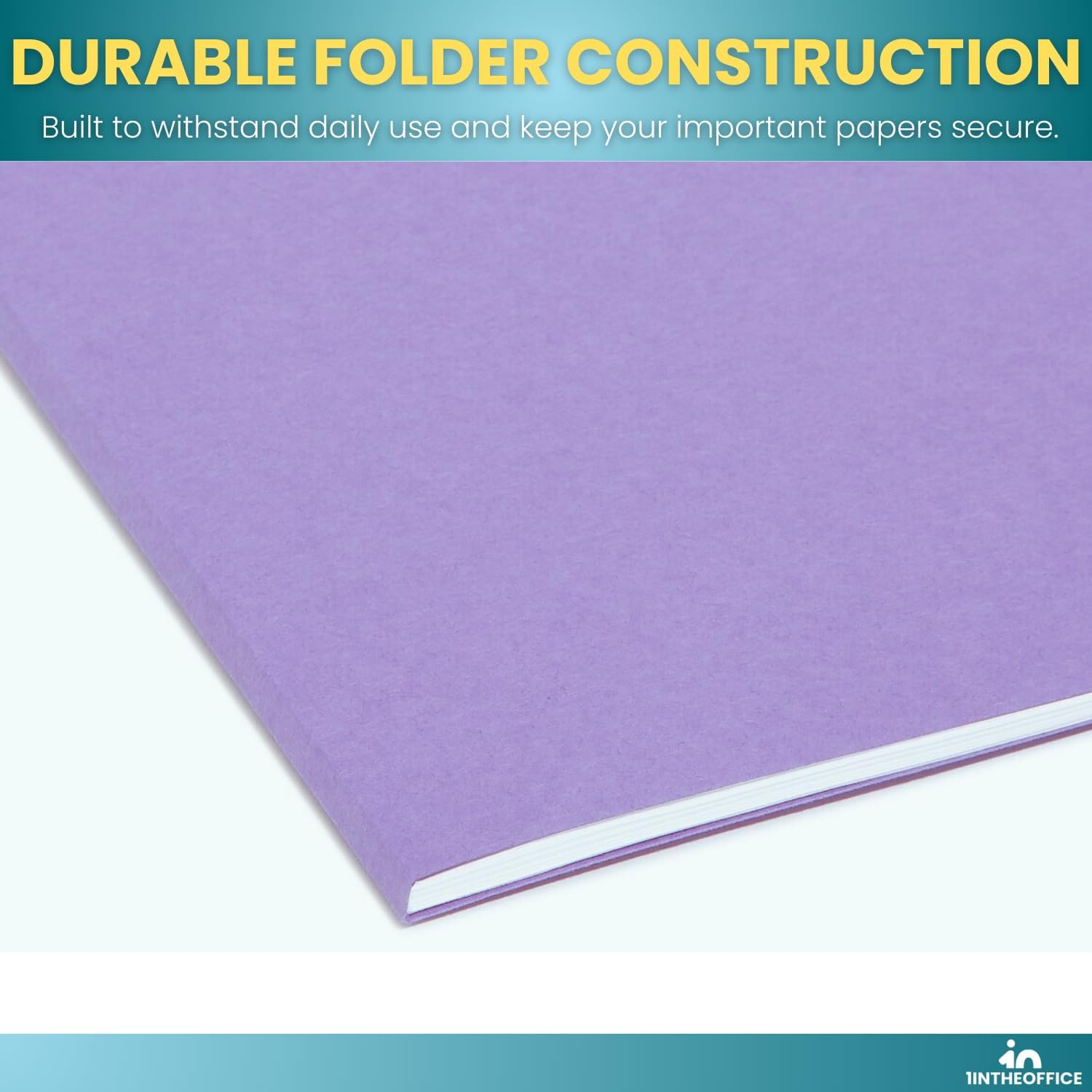 1InTheOffice Purple File Folders Top-Tab File Folders, 3 Tab, Purple, Letter Size, 100/Pack