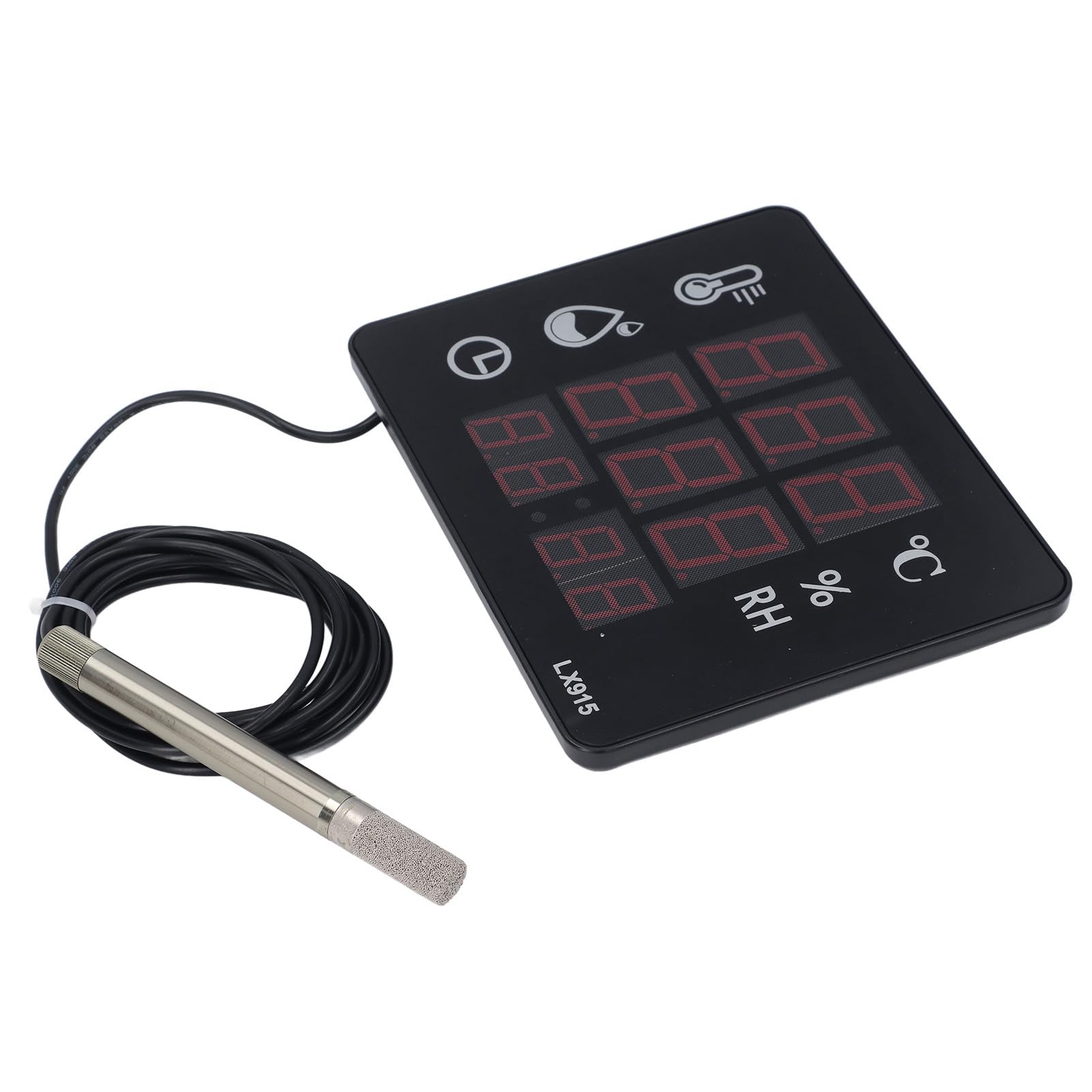 Termómetro industrial higrómetro digital de temperatura y humedad con pantalla LED y ajustes de alarma de temperatura y humedad para talleres de fábrica, almacenes, invernaderos