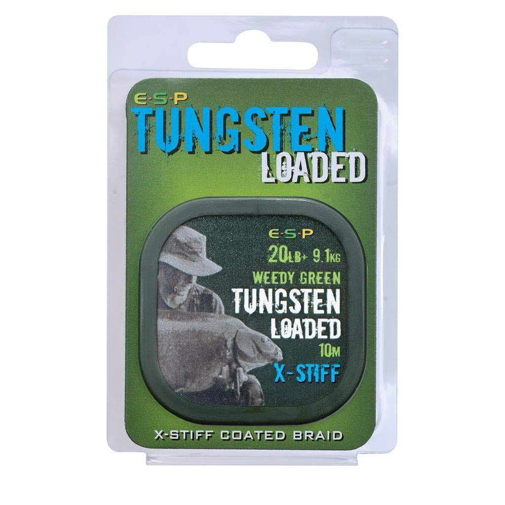 ESP Tungsten Loaded X-Stiff Hooklength 10m Spool Weedy Green