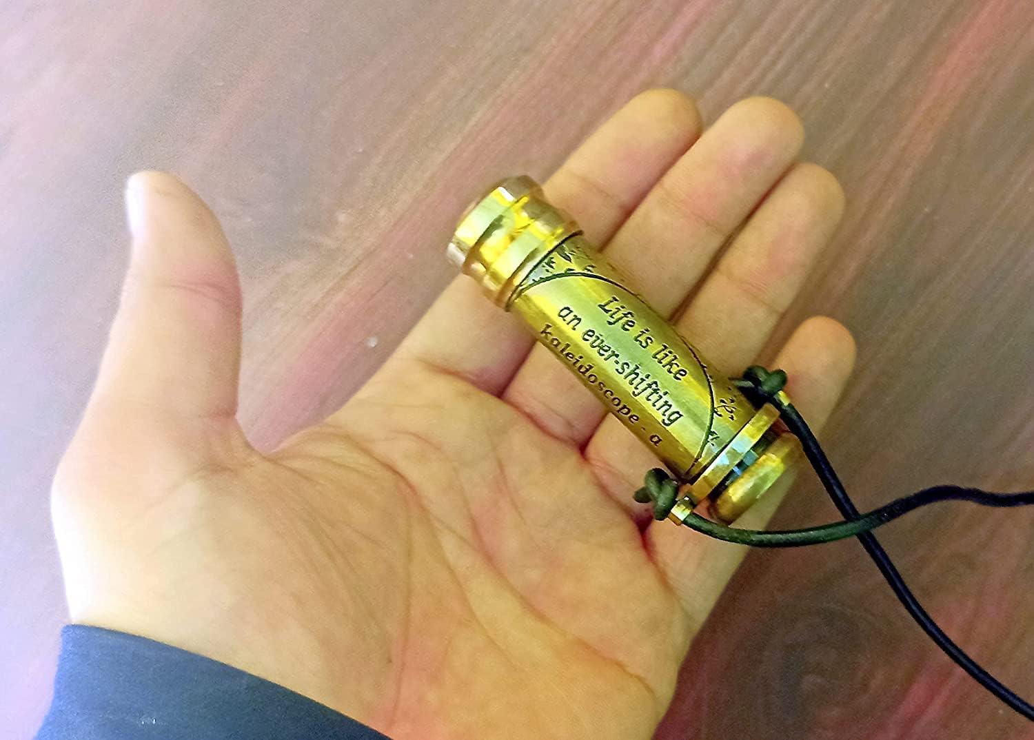 Antique Brass Kaleidoscope Pendent - Easy to Carry, Handmade for Kids, Friends, Family & Children