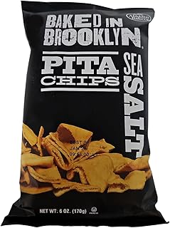 Baked In Brooklyn Pita Chips, Sea Salt 6-Ounce Bags, (Pack of 12)