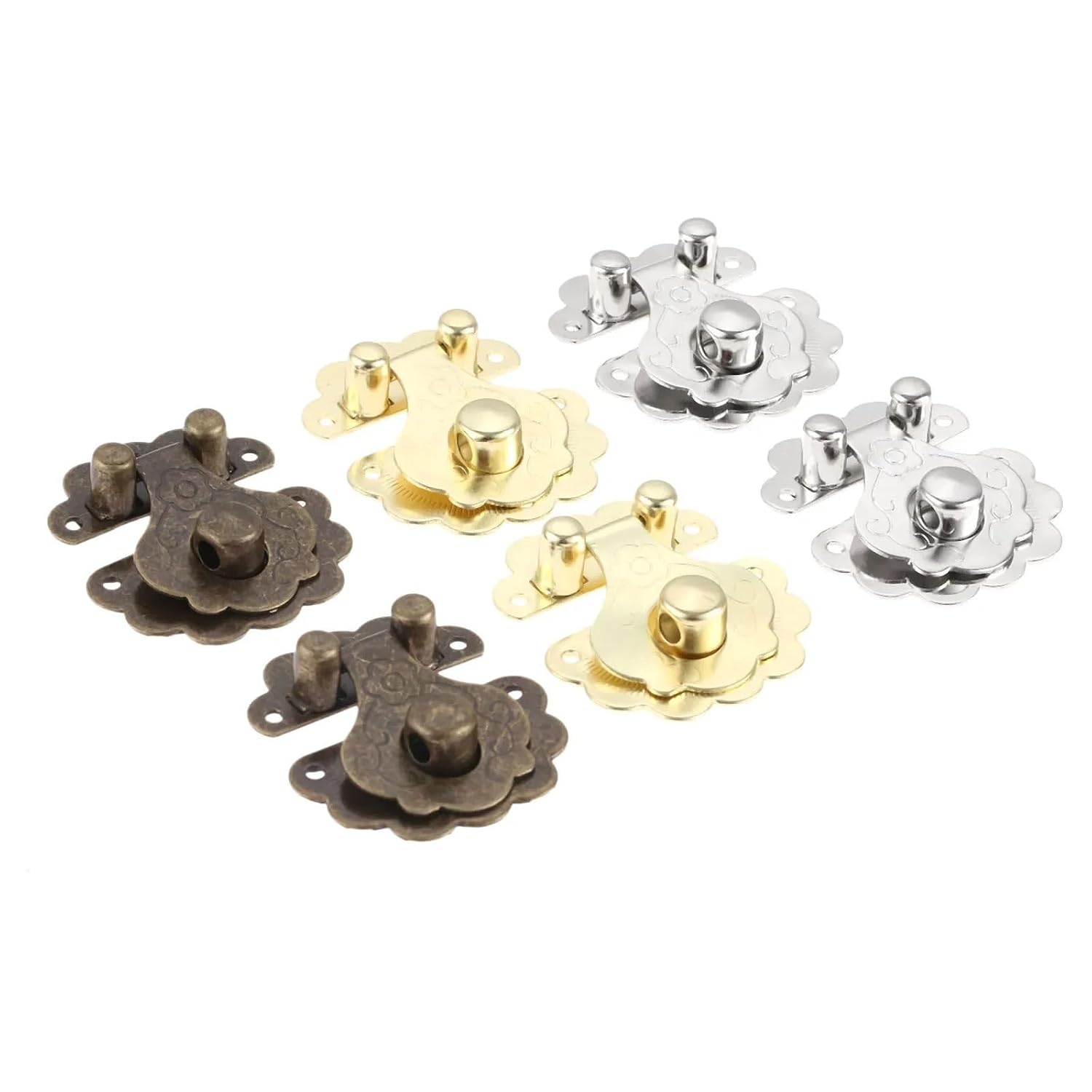 40 * 36mm Latch Hasp Wooden Box Lock Padlock Hardware Bronze/Silver/Gold 2Pcs(6)