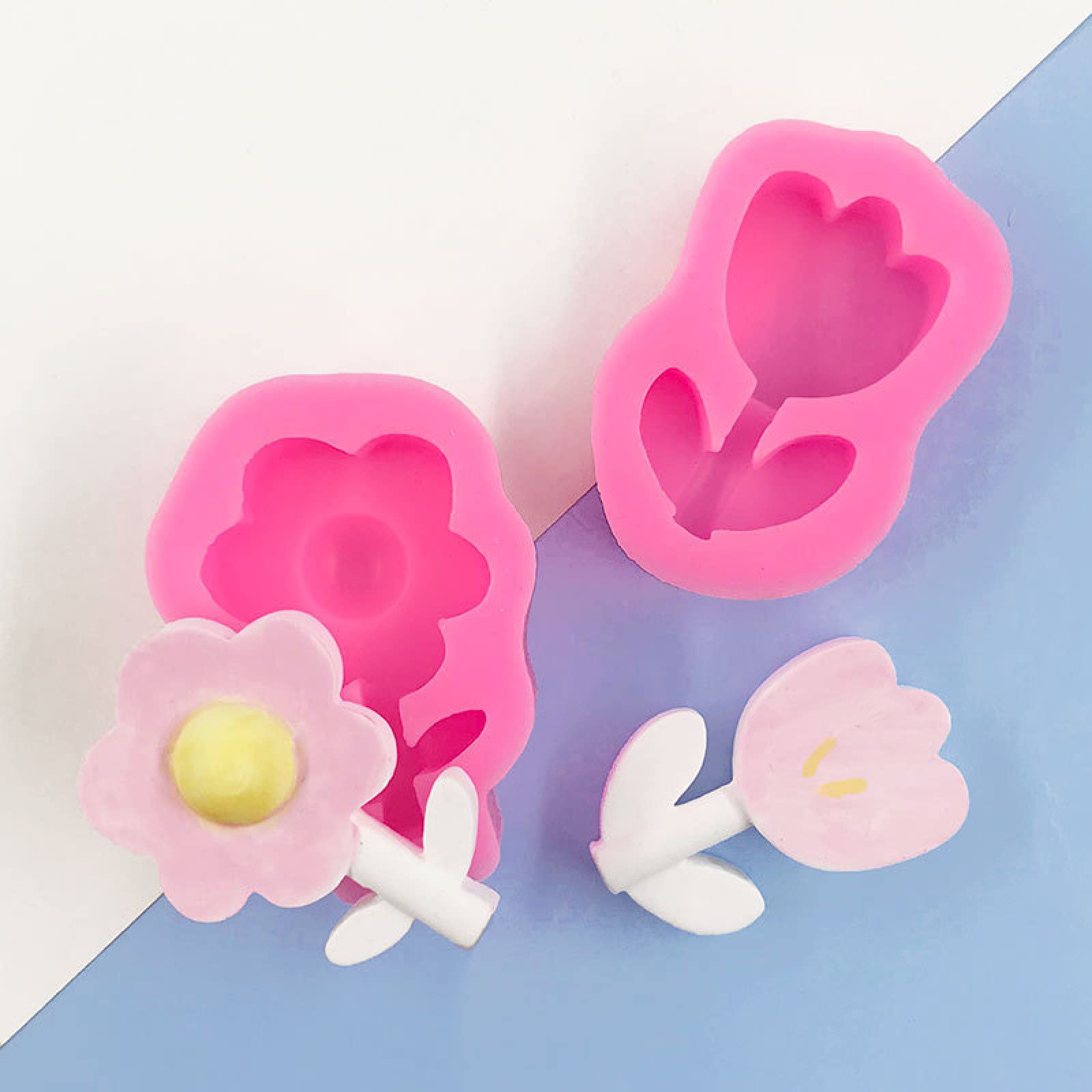 molde de chocolate Molde de fondant DIY for flores de tulipán, modelado de silicona, galletas con chispas de chocolate y pastel.