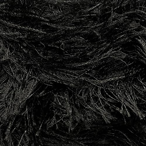 Buvemu Eyelash Fun Fur Yarn 100 Gram (3.53 Ounces) 175 Yards (160 Meters) (Black) #TOP1