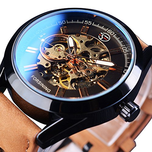 Forsining 3D Blue Hardlex Glass Mens Transparent Sport Casual Mechanical Automatic Wrist Watch Top Brand Luxury #TOP1