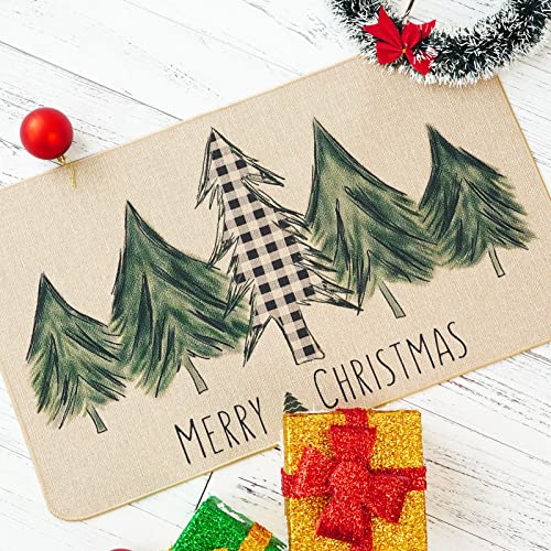 Onway Christmas Trees Door Mat Seasonal Winter Happy Holiday Farmhouse Doormat Kitchen Low-Profile Floor Rug Switch Mat For Home Decor Indoor Outdoor 29 X 17 Inch #TOP3