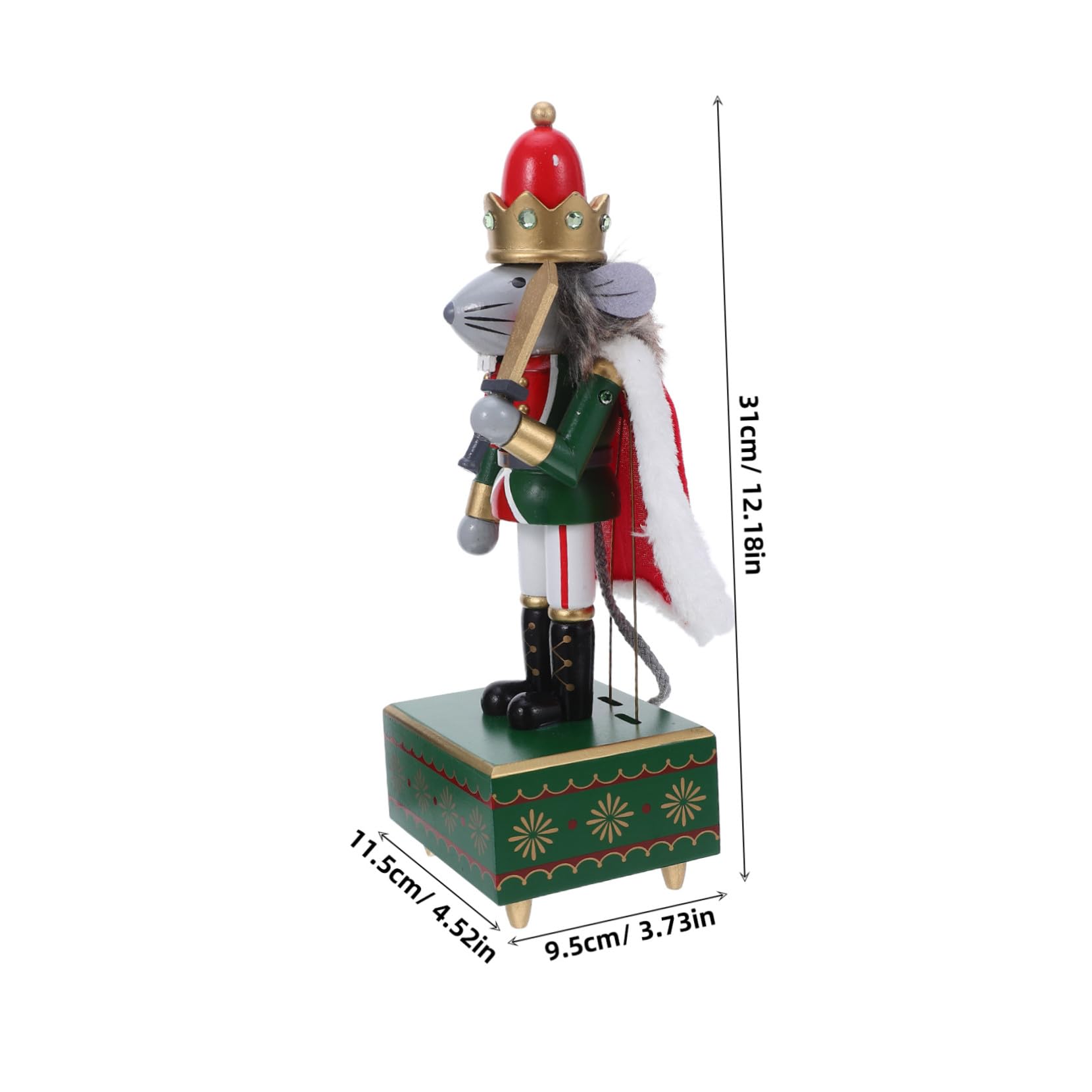 Caja de Música de Cascanueces de Madera con Figura de Ratón Rey Mecanismo de Cuerda sin Pilas Decoración Navideña para Estantes y Mesas Regalo para Ocasiones Especiales