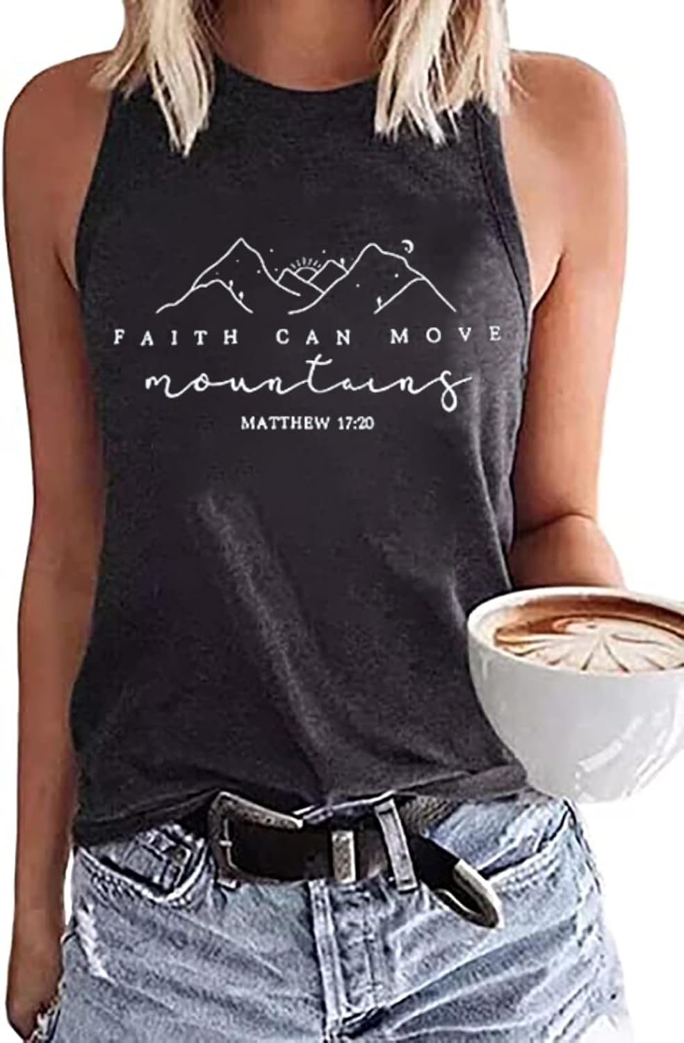 Faith Can Move Mountains Tank Top Women Christian Sleeveless Shirt Religious Faith Vest Shirt Camping Hiking Tee Tops - Image 3