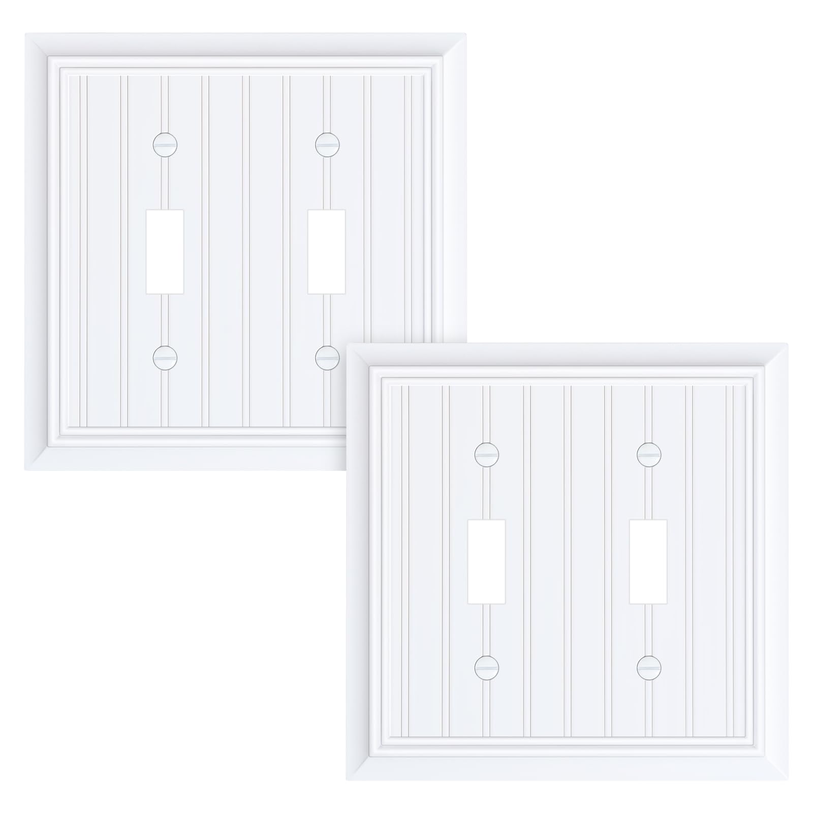 Photo 1 of 2-Pack Beadboard Bamboo Fiber Double Toggle Light Switch Cover Plate