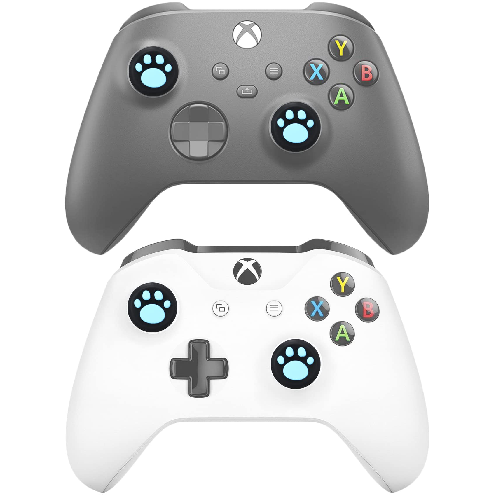 Performance Joystick Lot de 6 poignées de pouce analogiques compatibles avec PS5, PS4, Xbox Series X/S, Xbox One, Switch Pro Controller Cat Paw Noir et bleu
