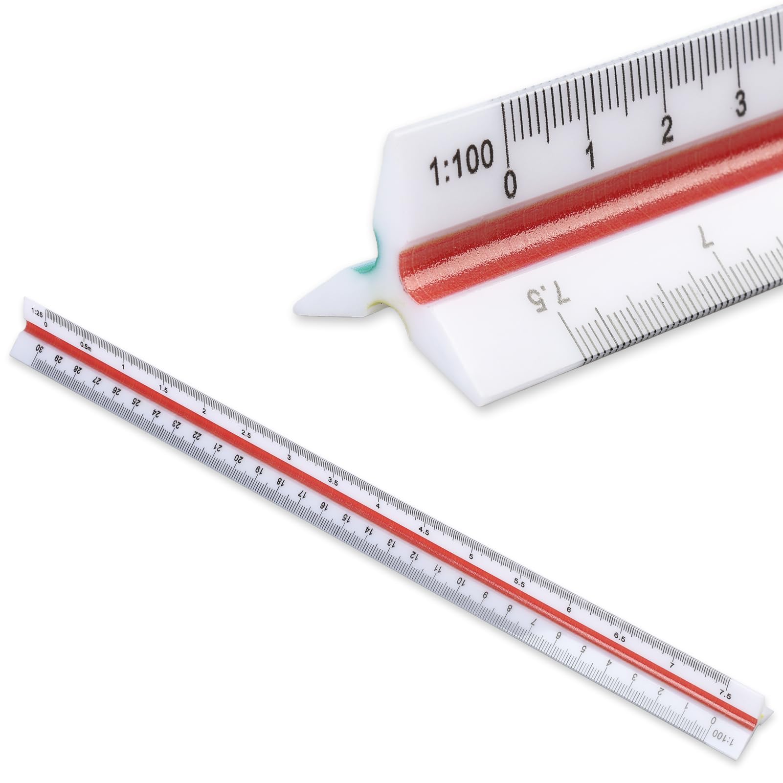 Regla de escala triangular de plástico de 30 cm, regla de escala arquitectónica para arquitectos, ingenieros, estudiantes y dibujo técnico, con escalas métricas 1:20 1:25 1:50 1:75 1:100 1:125