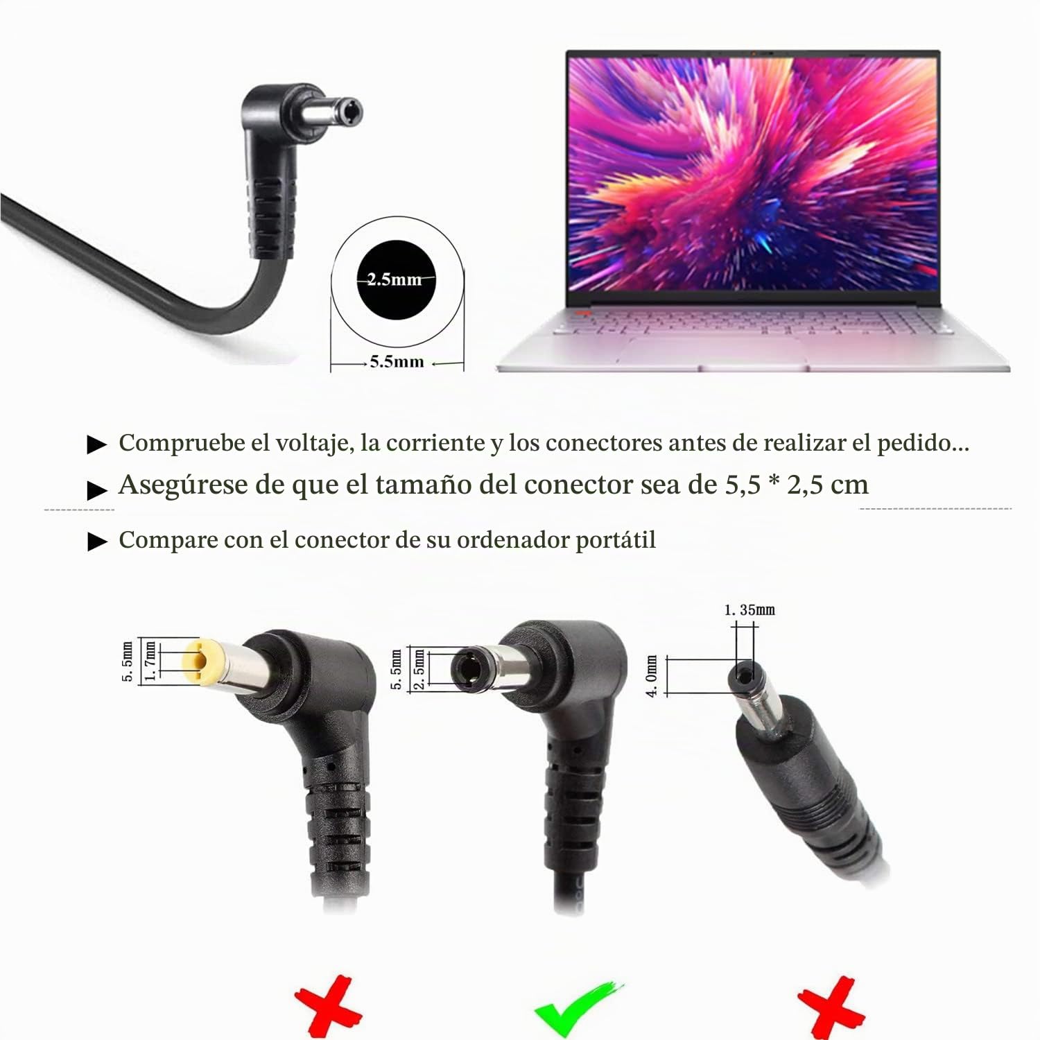 DTK 19V 4.74A 90W Cargadores y Adaptadores para Portátiles ASUS Cargadore Portátile AC Laptop Adaptador Cargador Interfaz: 【5.5 * 2.5mm】(No Compatible con 4.0 * 1.35mm)